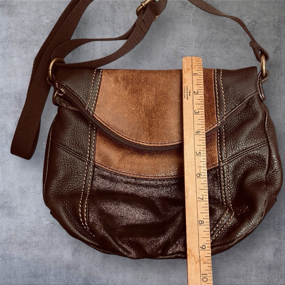 Vintage The Sak Deena Leather Fold over Flap Crossbody Bag Purse Patchwork‎ Y2K - Picture 8 of 10